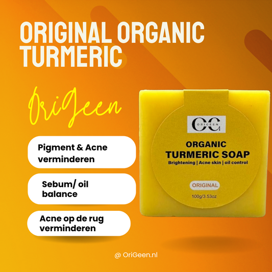 Origeen Organic original Turmeric Zeep Voor anti acne, acne litteken, Pigment vlekken en acne op de rug ( organic )