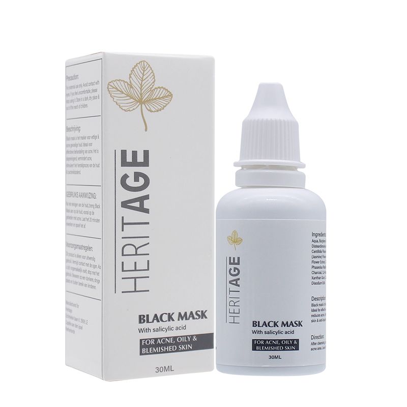 HERITAGE Black Mask – Diepreinigend Masker Tegen Acne, Ontstekingen & Sebum Balans – Voor een Zuivere en Gezonde Huid