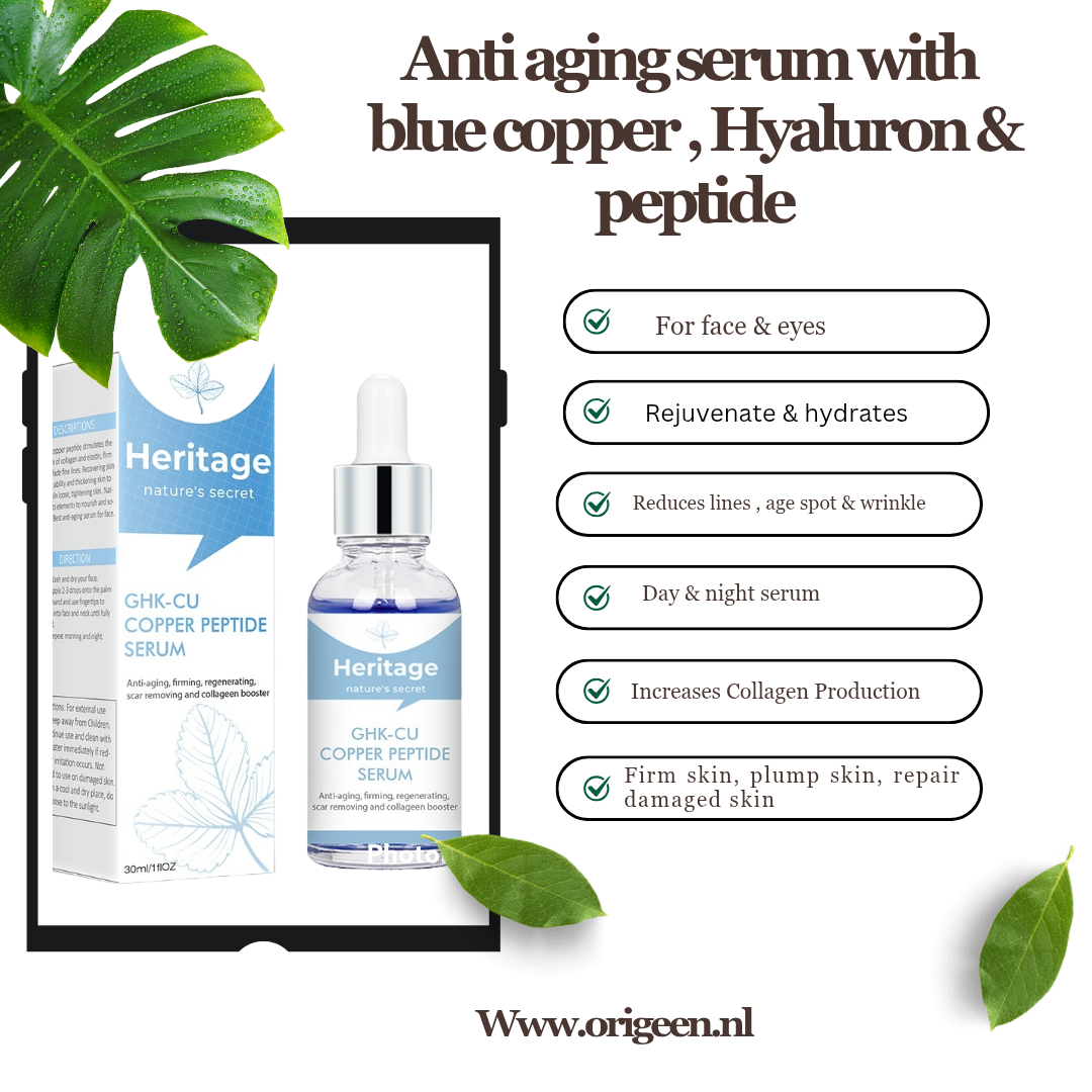 HERITAGE Primary Anti aging serum voor gezicht & ogen met blue copper, oxygen en peptide