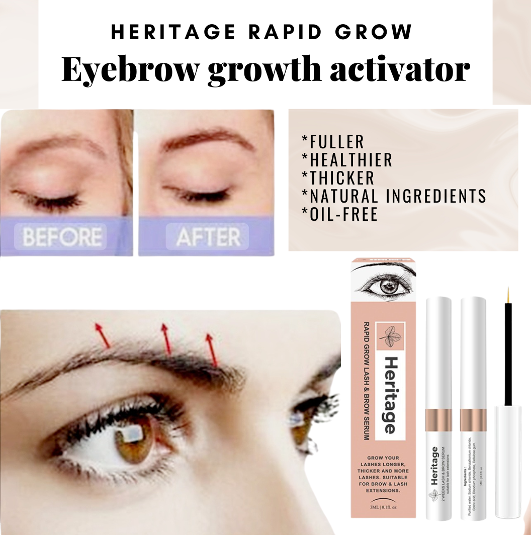 HERITAGE Rapid Grow Wenkbrauw Serum – Snelle & Zichtbare Groei in 2 Weken – Olievrij & 100% Natuurlijk