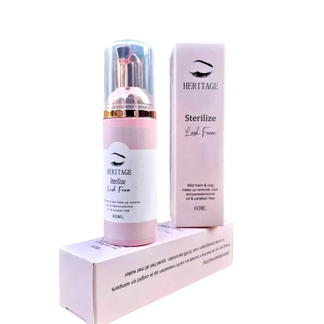 Heritage Foam Lash Cleanser en make up remover voor wimperextensions, olievrij en sterilizerend