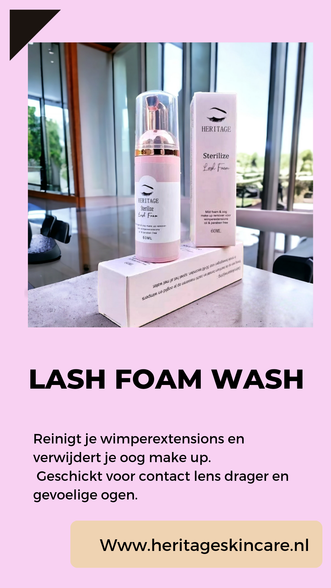 Heritage Foam Lash Cleanser en make up remover voor wimperextensions, olievrij en sterilizerend