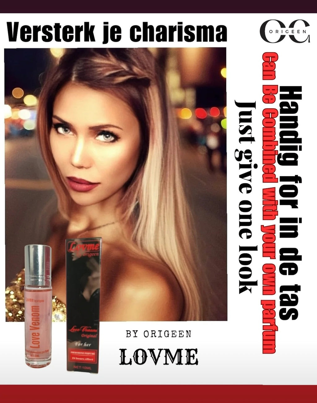 LOVME is the parfum  Secret to seducing men. Parfumfles van LOVME Pheromone, ontworpen om aantrekkingskracht en romantiek te versterken.