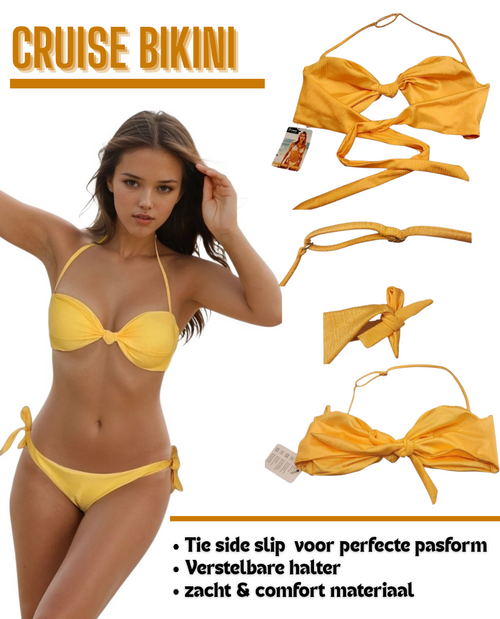 Oriwave Beach wear Boat pink bikini - Tie side slip/bottom - trendy design - stilvolle colour