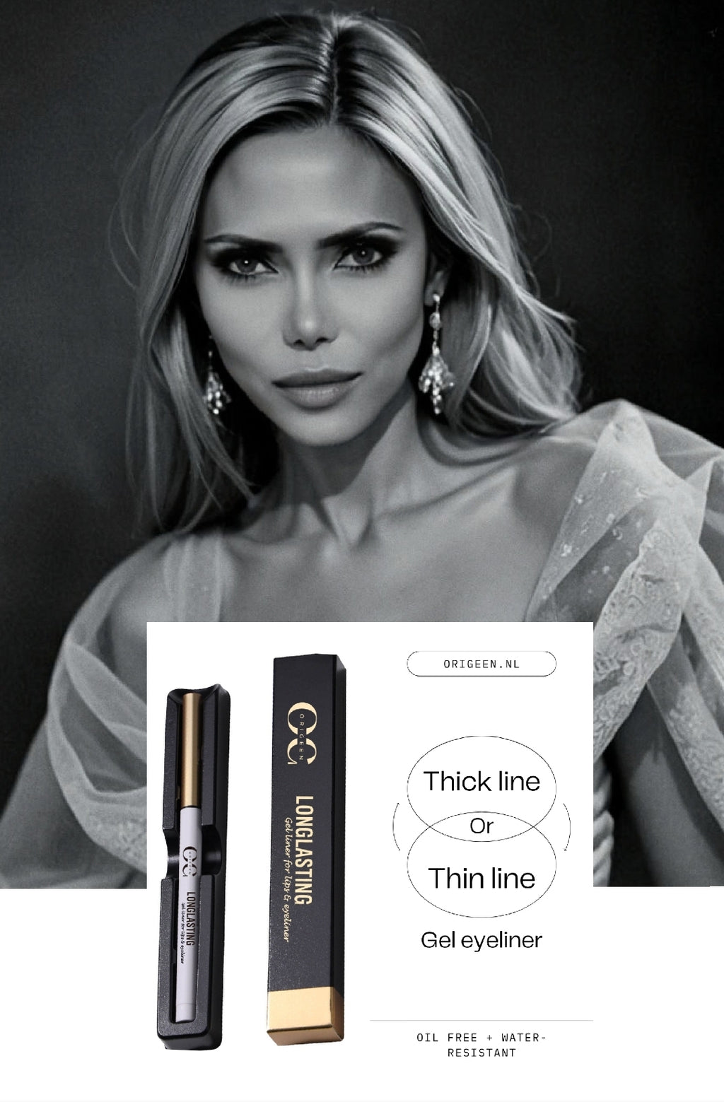 Oil-Free Waterproof Zwarte Gel Eyeliner – Langhoudend & Intens Zwart | Perfect voor Strakke Lijnen & Smokey Eyes