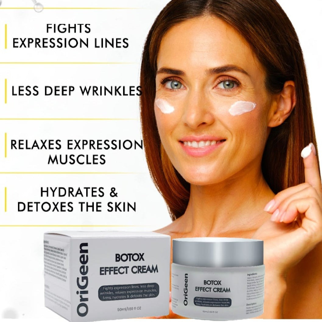 Origeen Ageless Lift anti-aging crème met botox-effect, ideaal voor het verminderen van diepe rimpels, verstevigen van slappe huid en het creëren van een strakke, jeugdige uitstraling."







