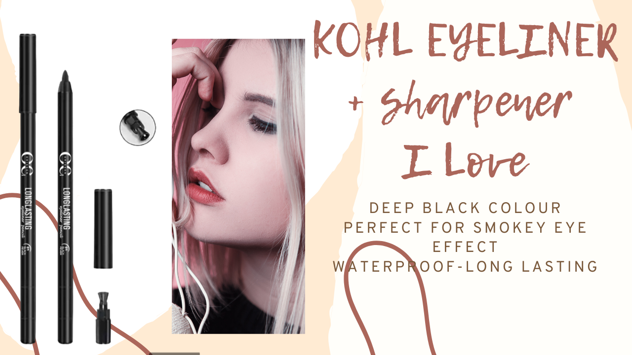 Origeen oil free Kohl eyeliner voor smokey eye of dramaticeffect in deep black colour.