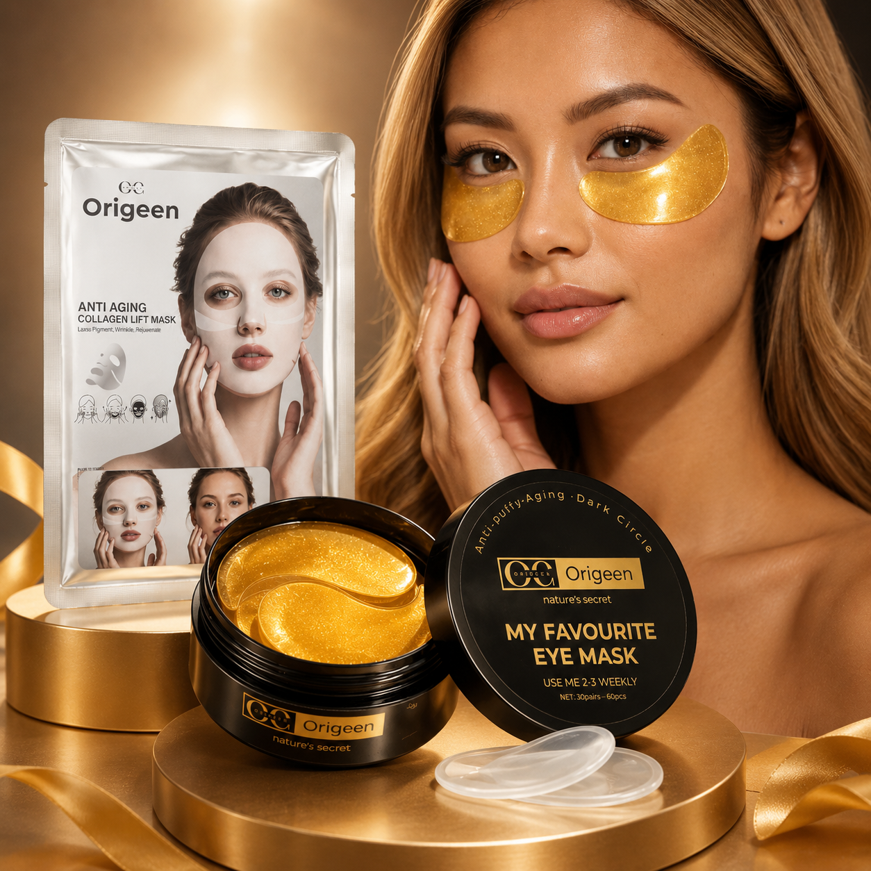 Origeen eyegelpad met gratis biocollageen gezicht masker
